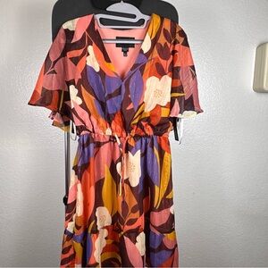Donna Morgan Women's V-Neck Drawstring Waist Tie Mini Dress Size 4
